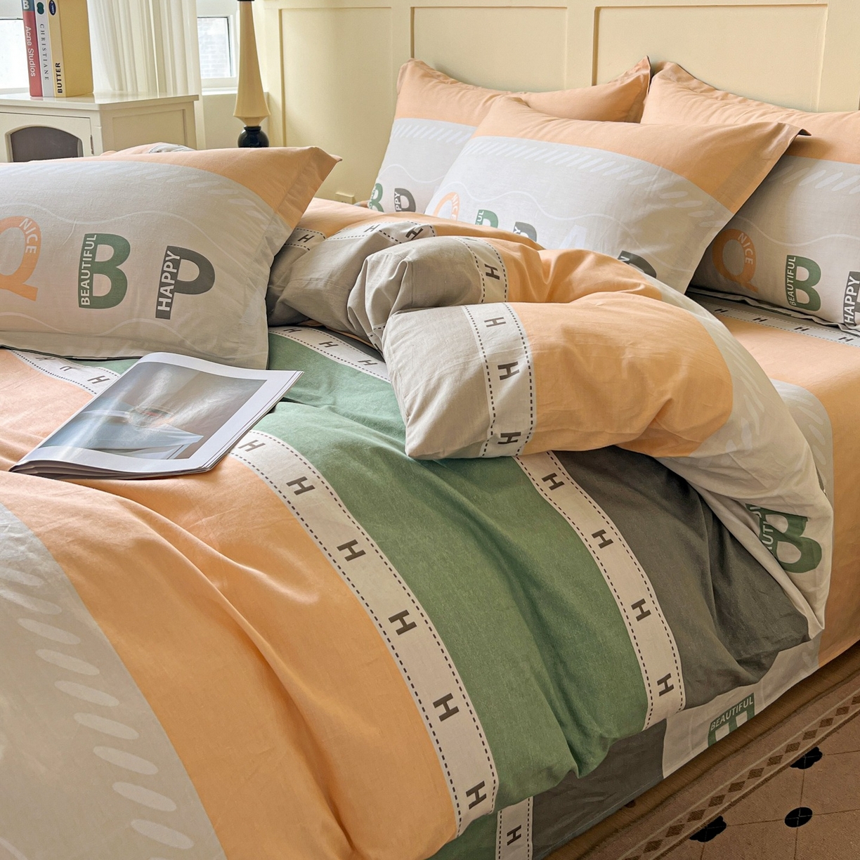 91家纺网 家纺一手货源 找家纺 文黛家居 2025新款全棉喷气印花全棉纯棉印花系列四件套 优思