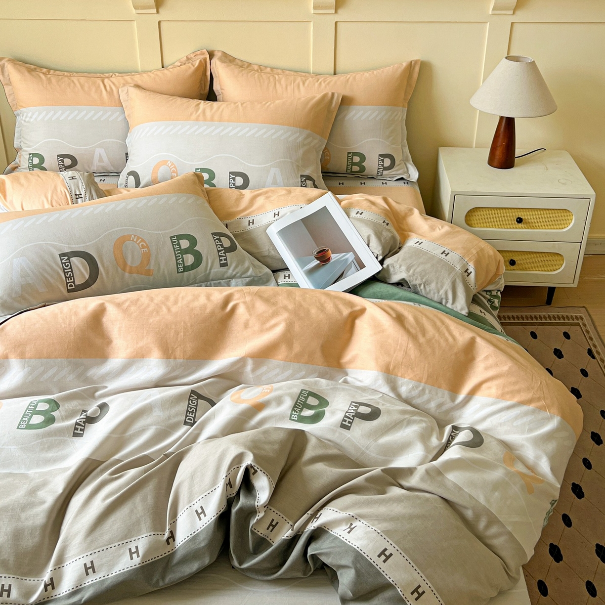 91家纺网 家纺一手货源 找家纺 文黛家居 2025新款全棉喷气印花全棉纯棉印花系列四件套 优思