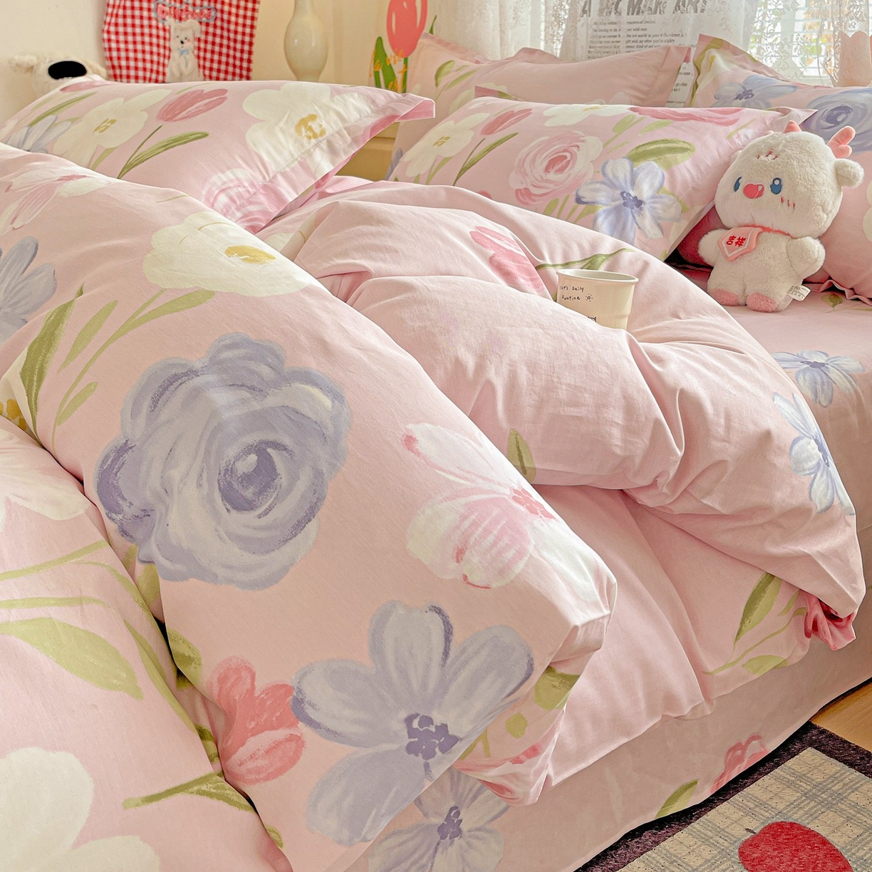 文黛家居 2025新款全棉喷气印花全棉纯棉印花系列四件套 珍妮花园