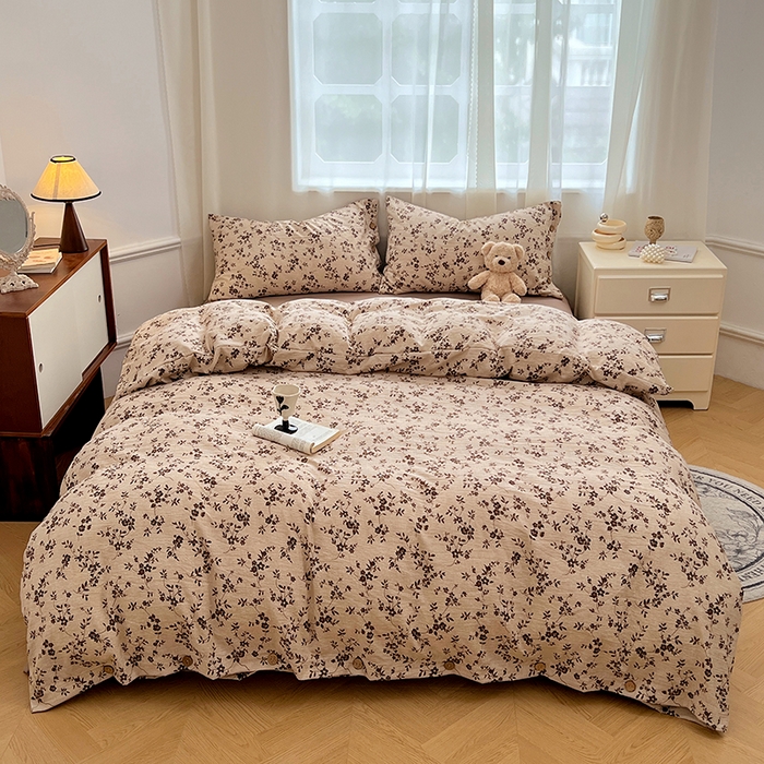 91家纺网 家纺一手货源 找家纺 优佳优品 2025秋冬新款A类高克重亚麻复古侘季风复麻系列四件套 碎花漫语