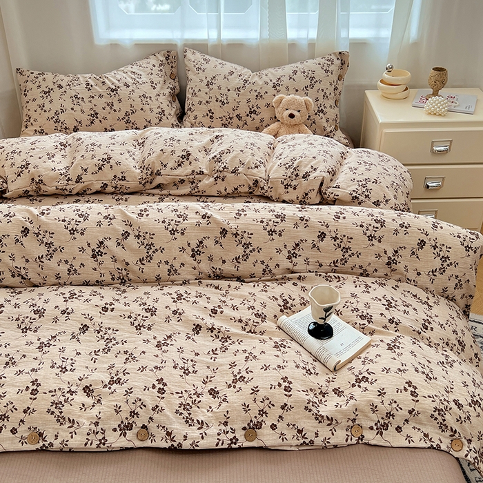 91家纺网 家纺一手货源 找家纺 优佳优品 2025秋冬新款A类高克重亚麻复古侘季风复麻系列四件套 碎花漫语