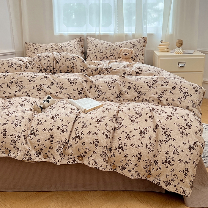 91家纺网 家纺一手货源 找家纺 优佳优品 2025秋冬新款A类高克重亚麻复古侘季风复麻系列四件套 碎花漫语