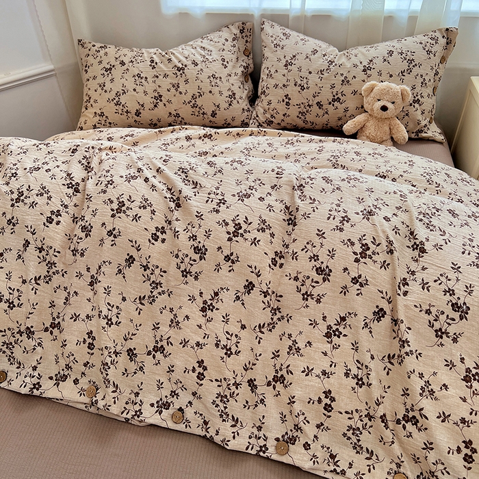 91家纺网 家纺一手货源 找家纺 优佳优品 2025秋冬新款A类高克重亚麻复古侘季风复麻系列四件套 碎花漫语