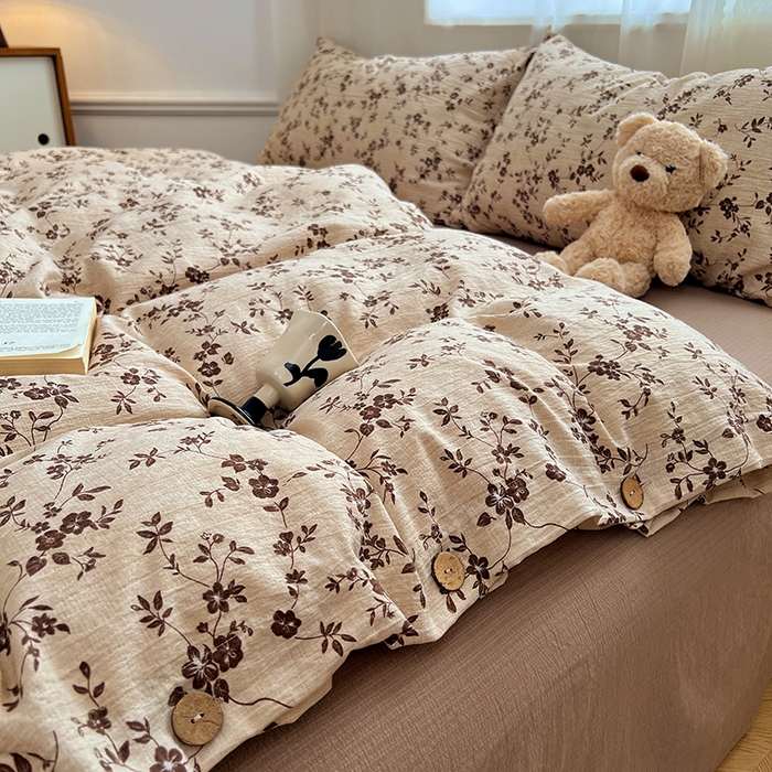 91家纺网 家纺一手货源 找家纺 优佳优品 2025秋冬新款A类高克重亚麻复古侘季风复麻系列四件套 碎花漫语