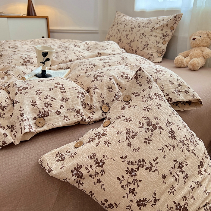 91家纺网 家纺一手货源 找家纺 优佳优品 2025秋冬新款A类高克重亚麻复古侘季风复麻系列四件套 碎花漫语