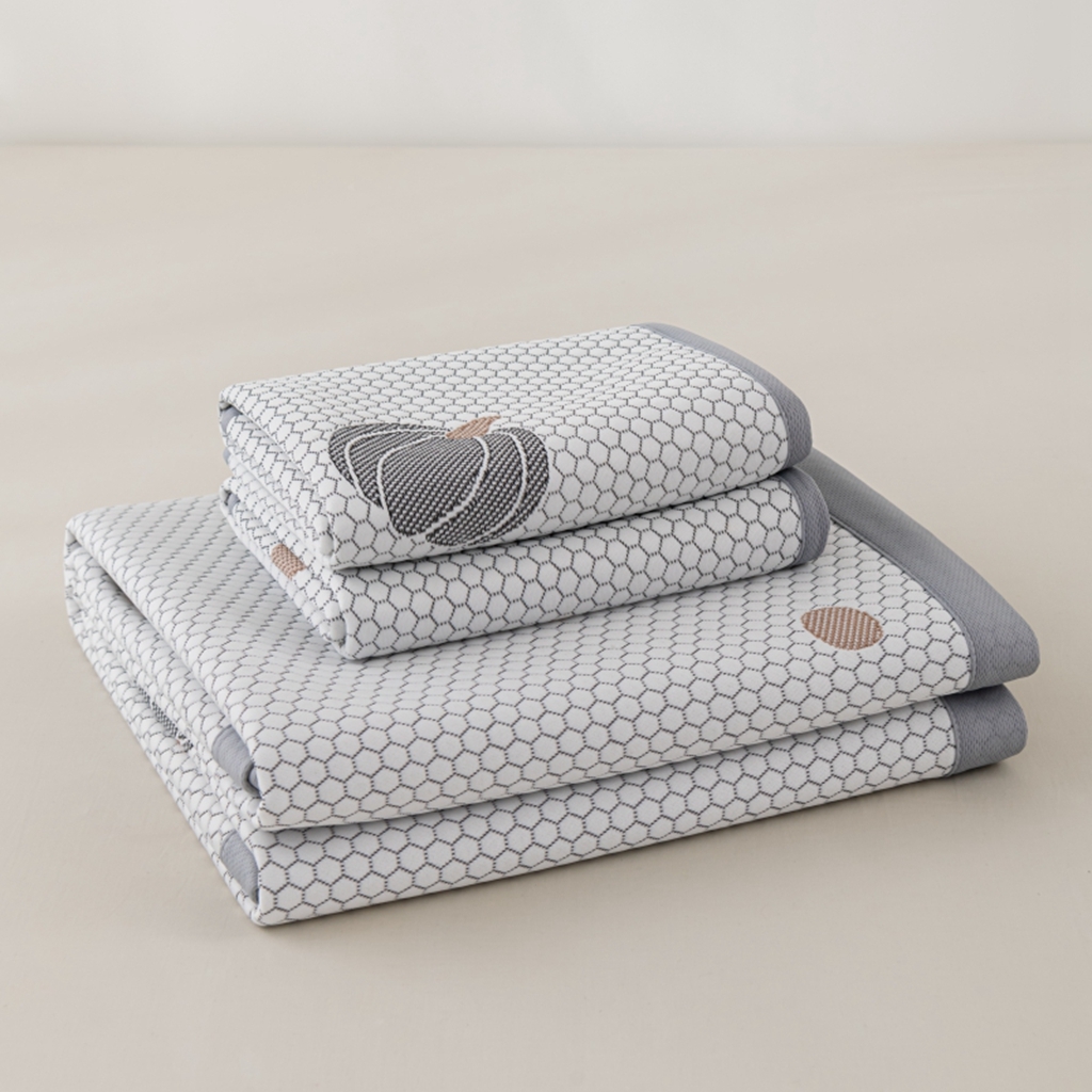 91家纺网 家纺一手货源 找家纺 观月轩家纺 2025新款亲肤舒适冰豆豆凉席席子三件套 南瓜灰