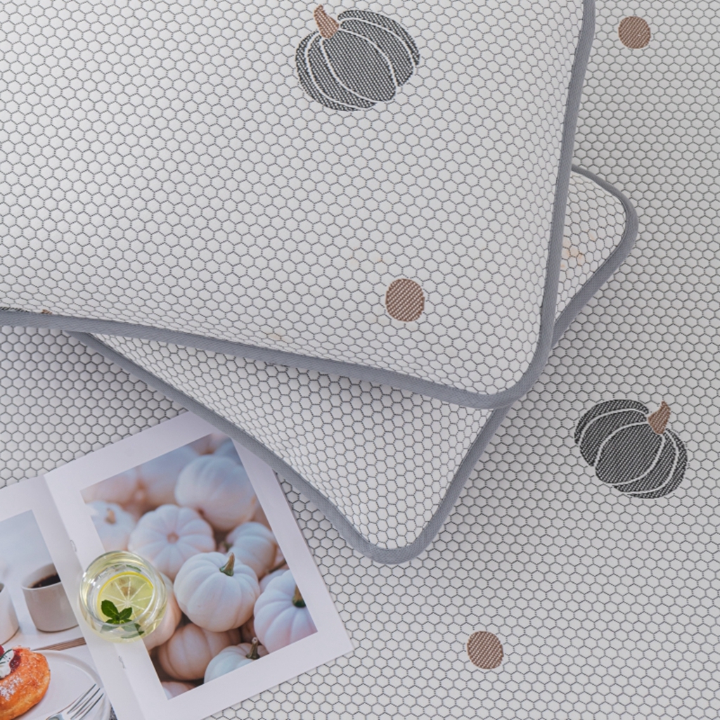 91家纺网 家纺一手货源 找家纺 观月轩家纺 2025新款亲肤舒适冰豆豆凉席席子三件套 南瓜灰