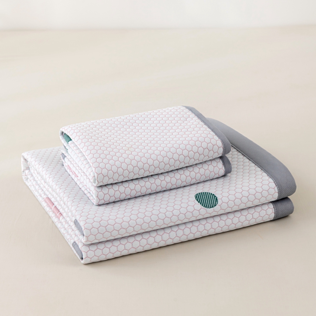 91家纺网 家纺一手货源 找家纺 观月轩家纺 2025新款亲肤舒适冰豆豆凉席席子三件套 南瓜粉