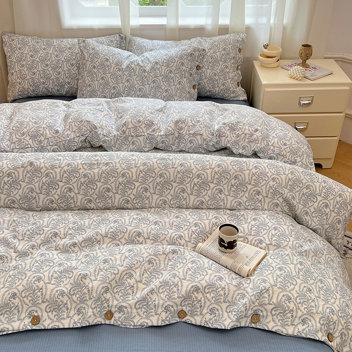 91家纺网 家纺一手货源 找家纺 优佳优品 2025秋冬新款A类高克重亚麻复古侘季风复麻系列四件套 雅灰逸韵