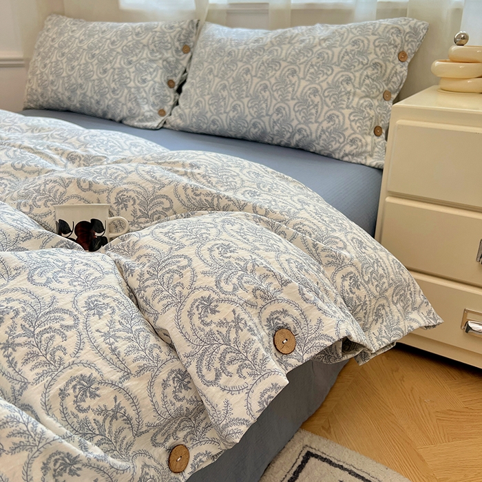 91家纺网 家纺一手货源 找家纺 优佳优品 2025秋冬新款A类高克重亚麻复古侘季风复麻系列四件套 雅灰逸韵