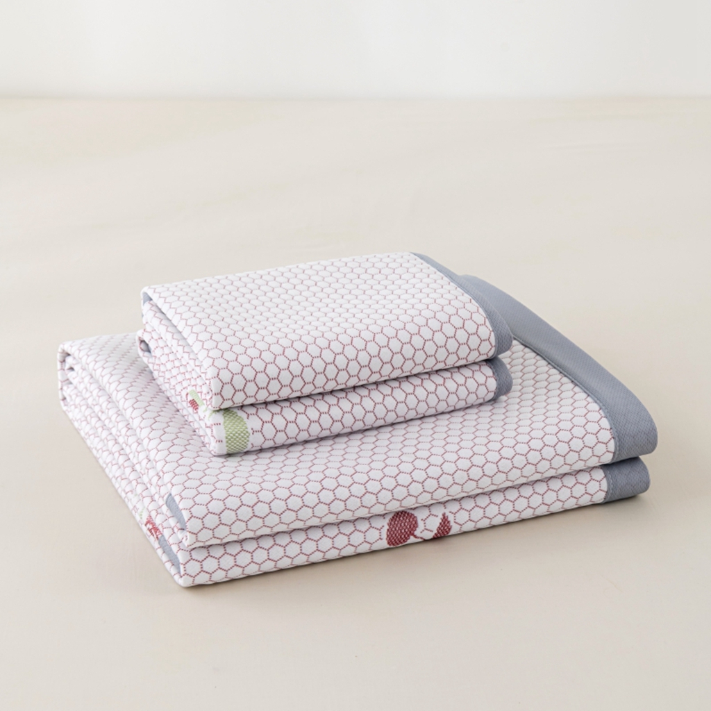 91家纺网 家纺一手货源 找家纺 观月轩家纺 2025新款亲肤舒适冰豆豆凉席席子三件套 樱桃粉