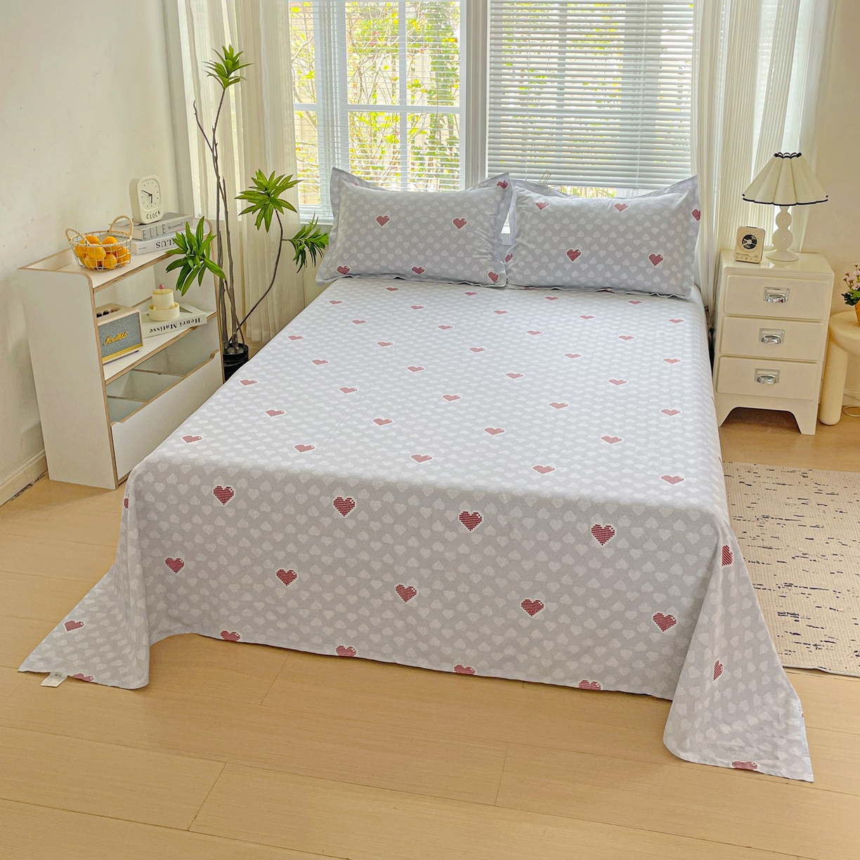 文黛家居 2025新款全棉喷气印花全棉纯棉印花系列单品床单床单单件单床单 爱心日记