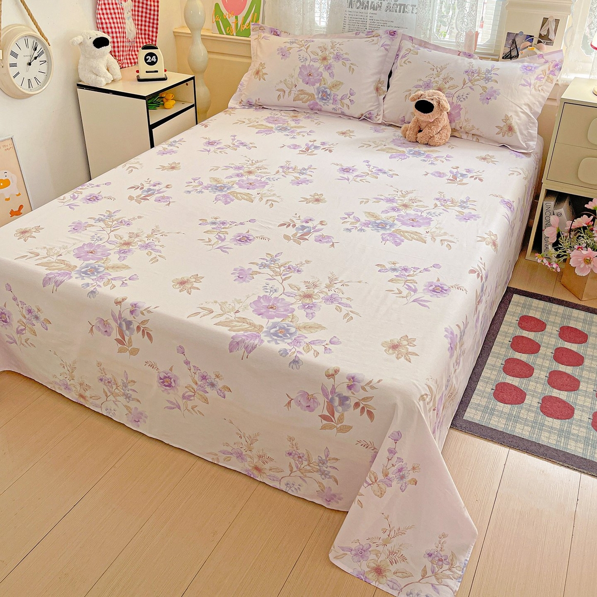 文黛家居 2025新款全棉喷气印花全棉纯棉印花系列单品床单床单单件单床单 花媚柔情