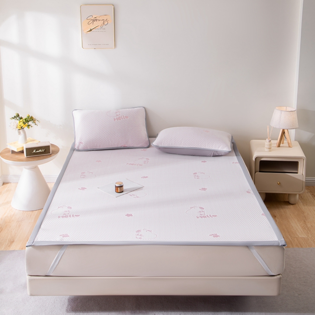 91家纺网 家纺一手货源 找家纺 观月轩家纺 2025新款亲肤舒适冰豆豆凉感席 凉席席子 卡皮巴拉-藕粉色