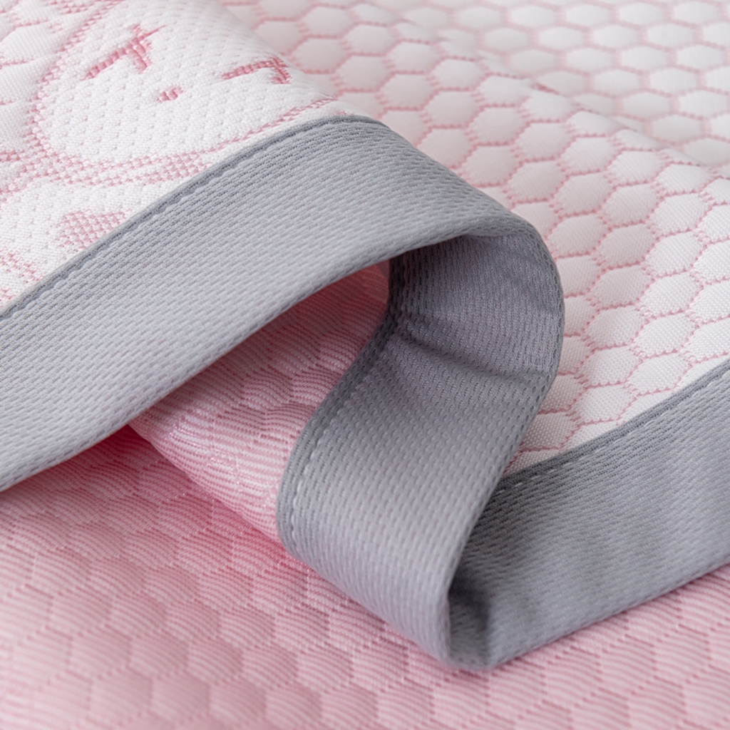 91家纺网 家纺一手货源 找家纺 观月轩家纺 2025新款亲肤舒适冰豆豆凉感席 凉席席子 暴力熊-藕粉色