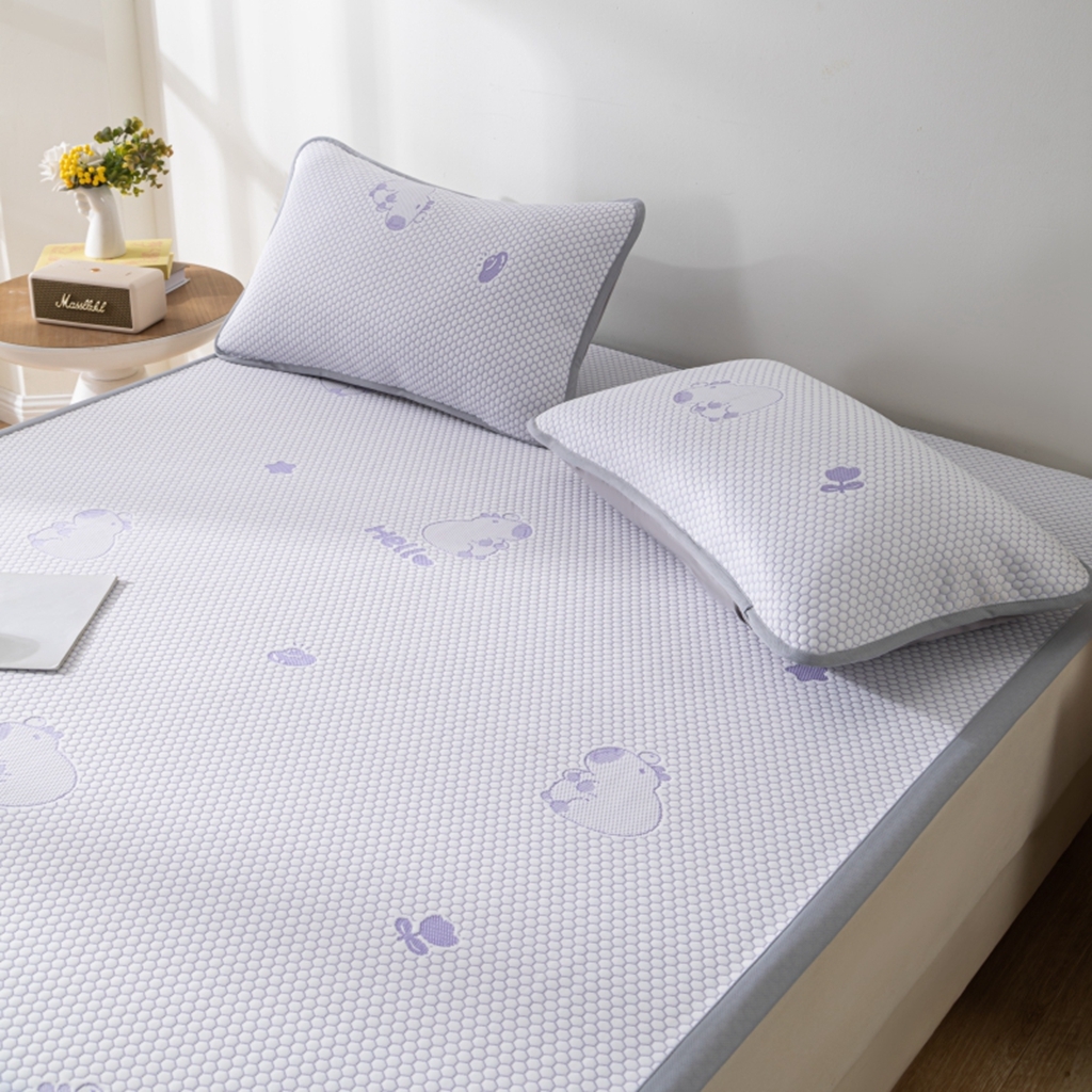 91家纺网 家纺一手货源 找家纺 观月轩家纺 2025新款亲肤舒适冰豆豆凉感席 凉席席子 卡皮巴拉-千黛紫