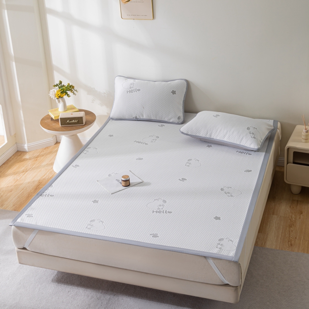 91家纺网 家纺一手货源 找家纺 观月轩家纺 2025新款亲肤舒适冰豆豆凉感席 凉席席子 卡皮巴拉-浅灰色