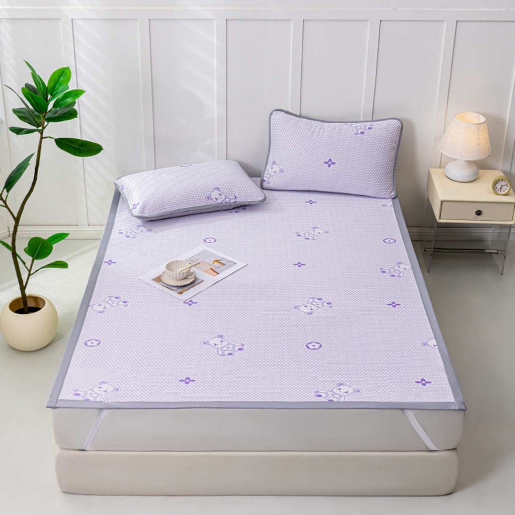 91家纺网 家纺一手货源 找家纺 观月轩家纺 2025新款亲肤舒适冰豆豆凉感席 凉席席子 暴力熊-千黛紫