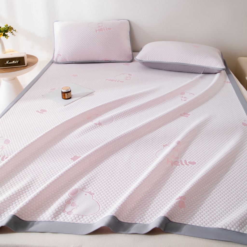 91家纺网 家纺一手货源 找家纺 观月轩家纺 2025新款亲肤舒适冰豆豆凉感席 凉席席子 卡皮巴拉-藕粉色