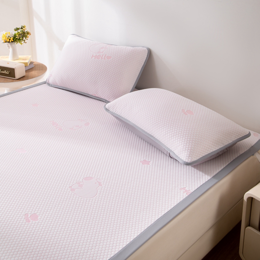 91家纺网 家纺一手货源 找家纺 观月轩家纺 2025新款亲肤舒适冰豆豆凉感席 凉席席子 卡皮巴拉-藕粉色