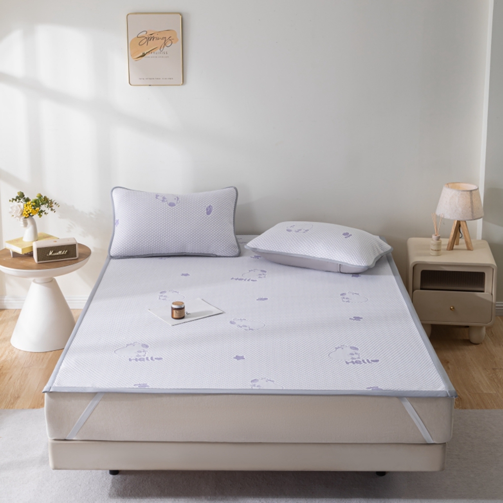 91家纺网 家纺一手货源 找家纺 观月轩家纺 2025新款亲肤舒适冰豆豆凉感席 凉席席子 卡皮巴拉-千黛紫