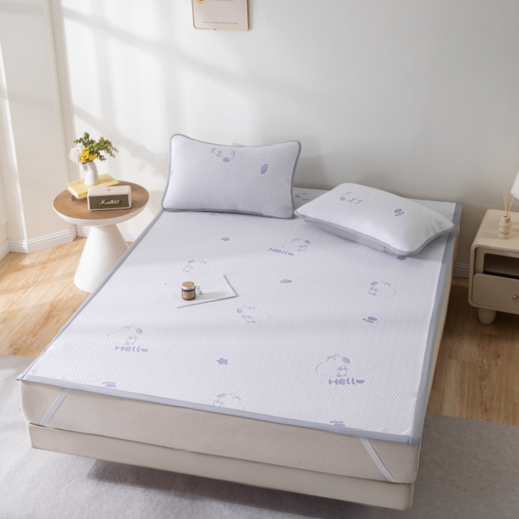 91家纺网 家纺一手货源 找家纺 观月轩家纺 2025新款亲肤舒适冰豆豆凉感席 凉席席子 卡皮巴拉-千黛紫