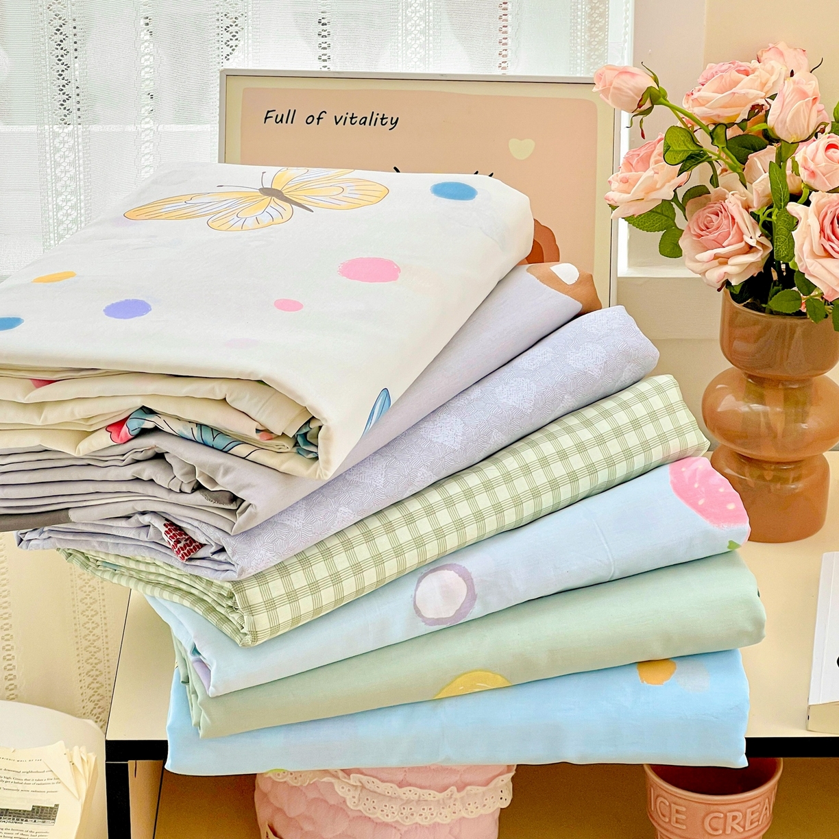 91家纺网 家纺一手货源 找家纺 文黛家居 2025新款全棉喷气印花全棉纯棉印花系列单品床单床单单件单床单 组合图仅供展示不可下单