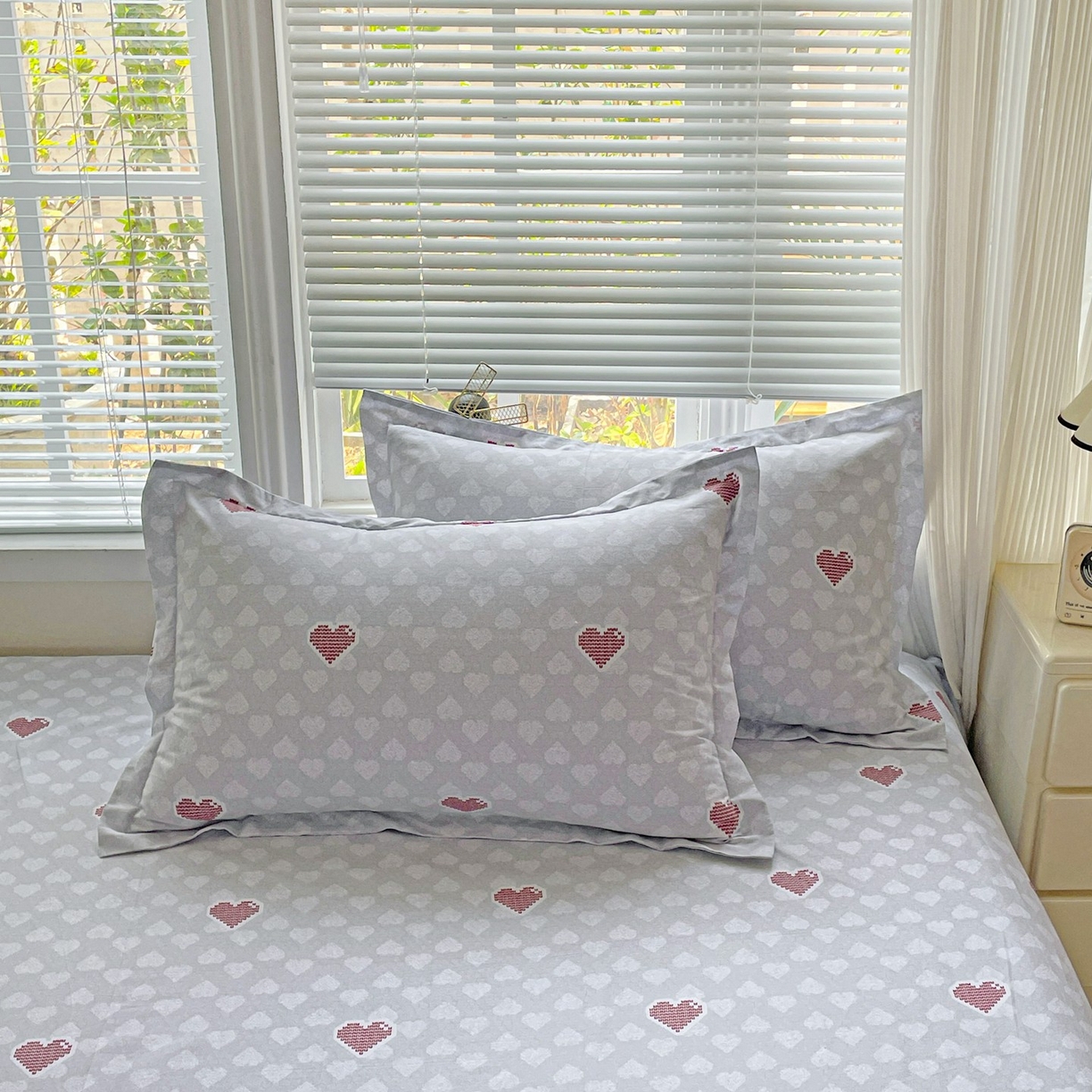 文黛家居 2025新款全棉喷气印花全棉纯棉印花系列单品枕套枕套单件单枕套 爱心日记