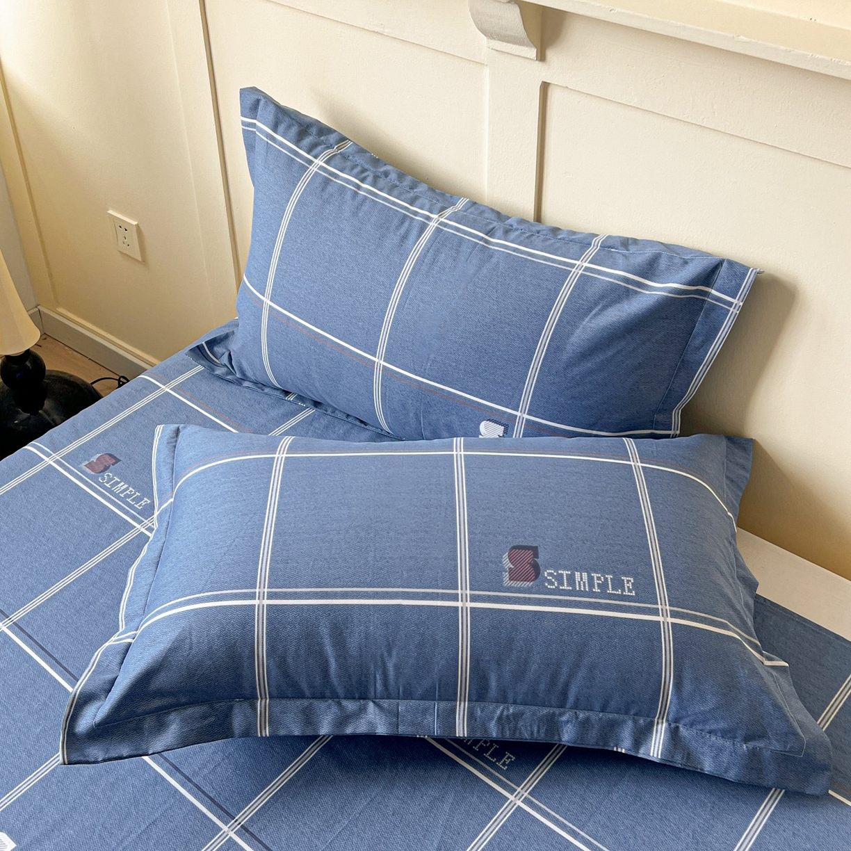 文黛家居 2025新款全棉喷气印花全棉纯棉印花系列单品枕套枕套单件单枕套 格韵