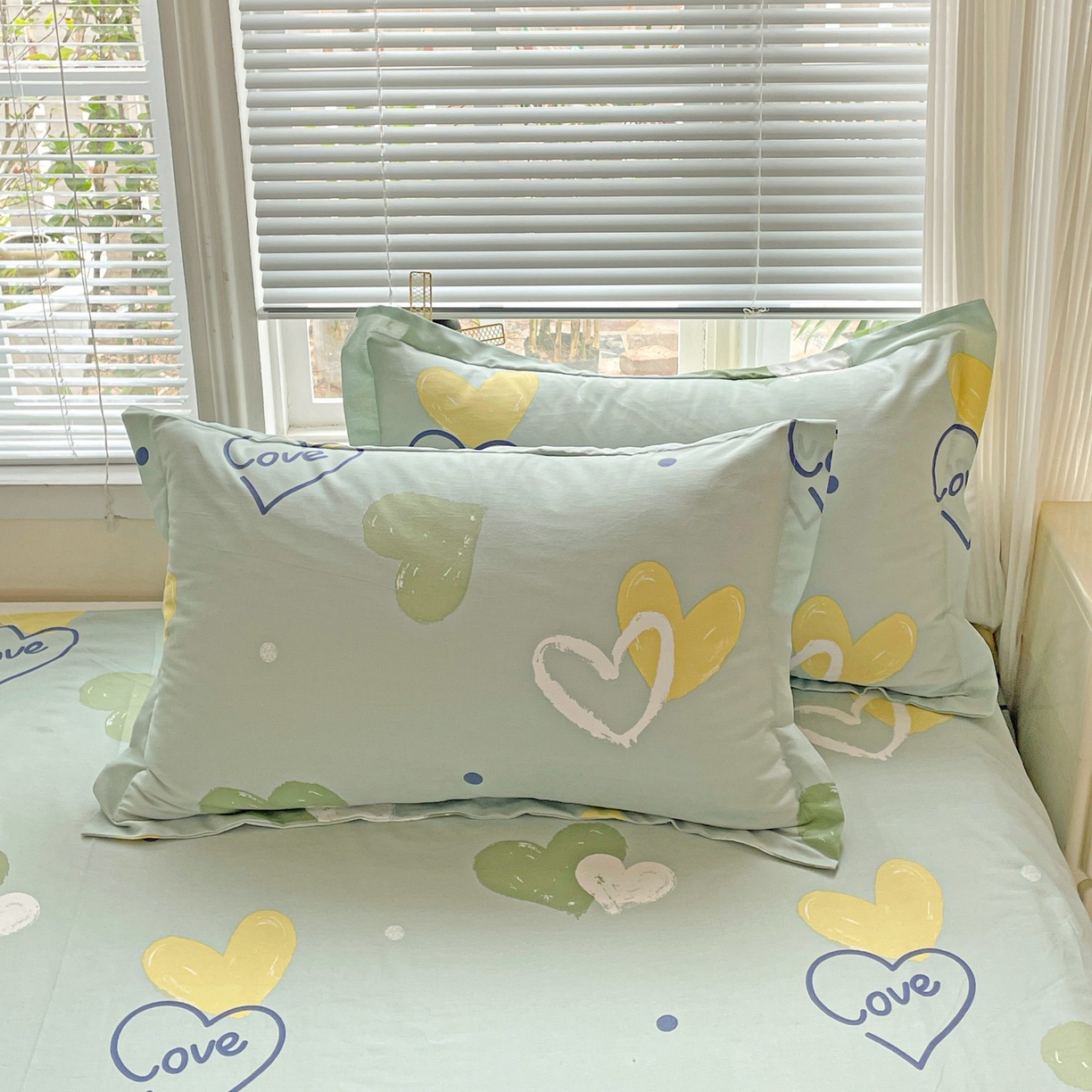 文黛家居 2025新款全棉喷气印花全棉纯棉印花系列单品枕套枕套单件单枕套 心愿恋曲