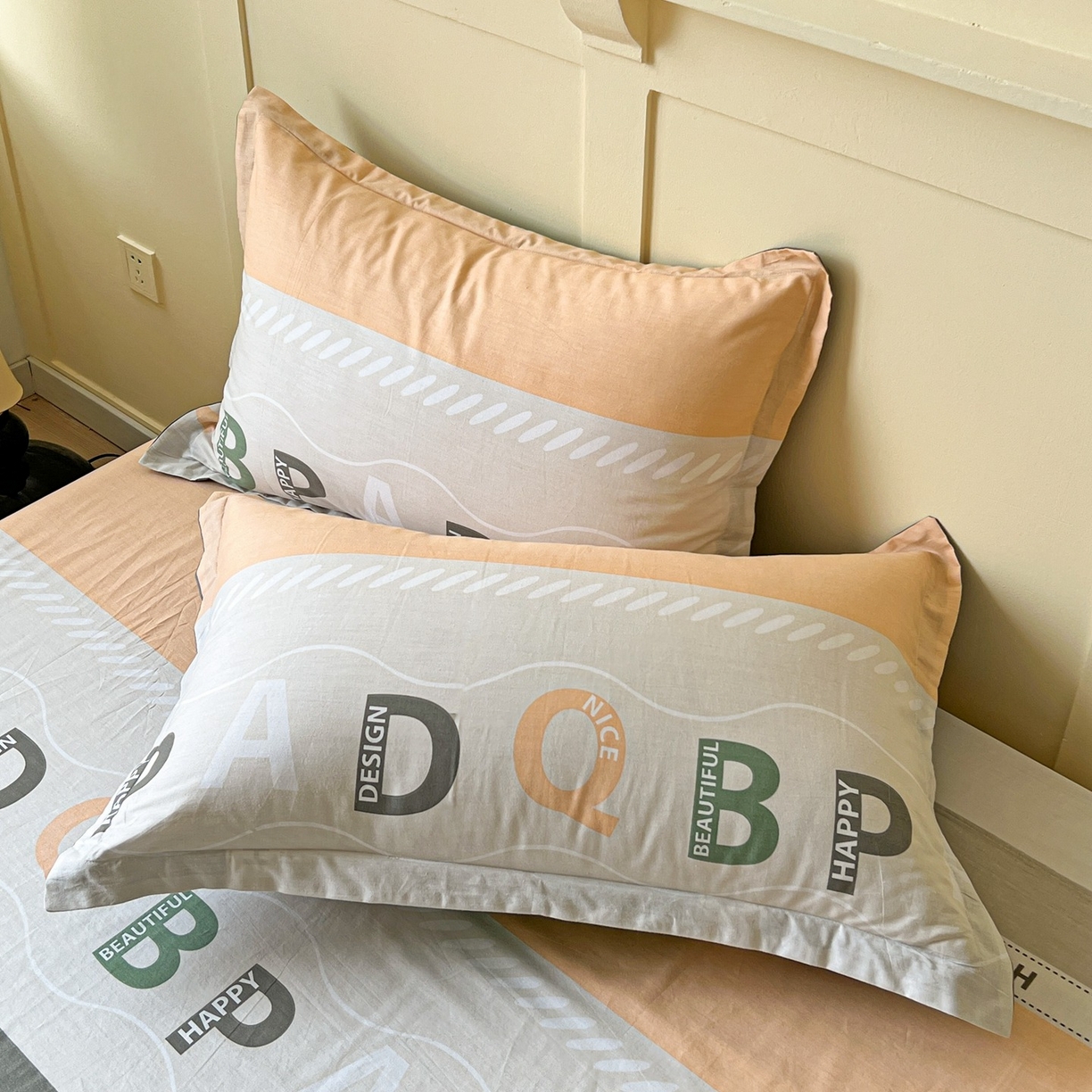 文黛家居 2025新款全棉喷气印花全棉纯棉印花系列单品枕套枕套单件单枕套 优思