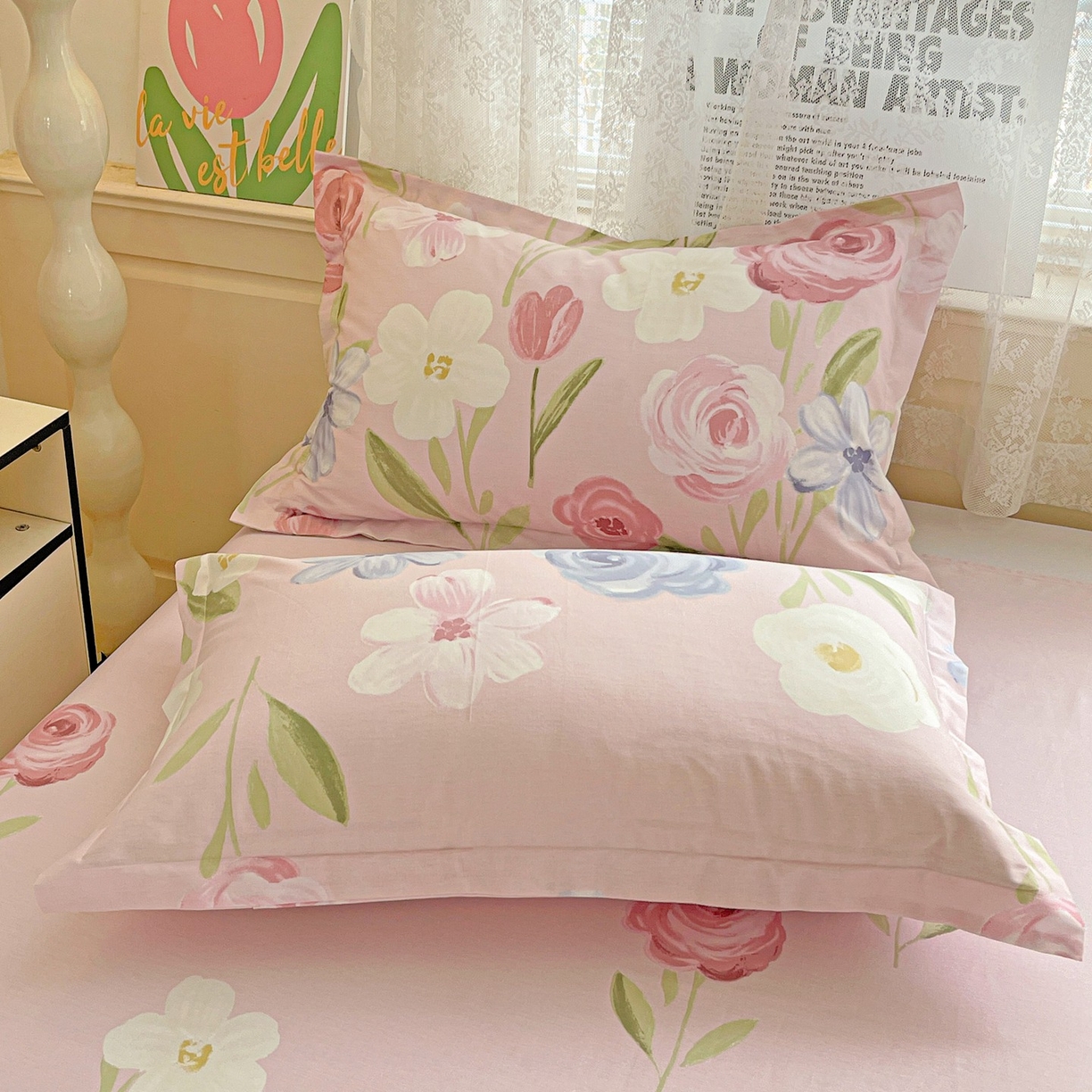 文黛家居 2025新款全棉喷气印花全棉纯棉印花系列单品枕套枕套单件单枕套 珍妮花园