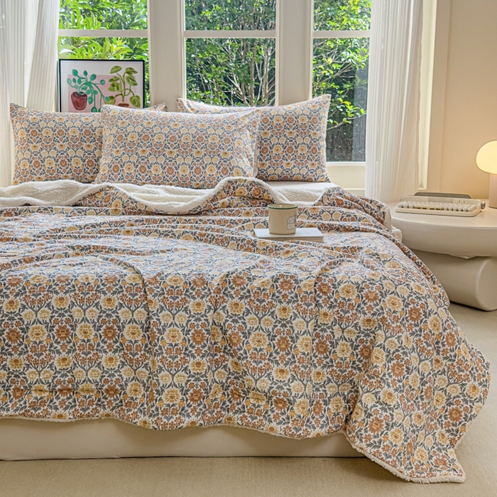 91家纺网 家纺一手货源 找家纺 （总）布柔 2025新款原麻皱皱纱羊羔绒双层毛毯多功能盖毯午睡沙发毯子