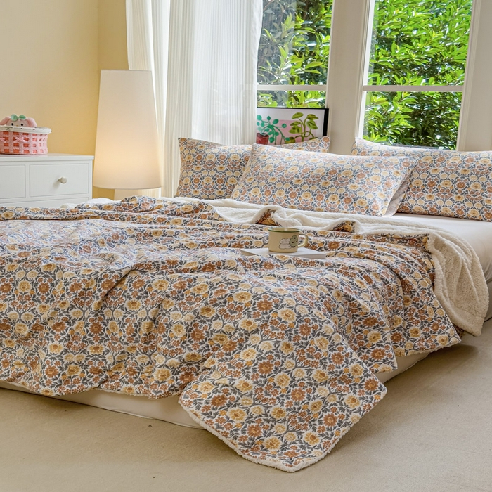 91家纺网 家纺一手货源 找家纺 （总）布柔 2025新款原麻皱皱纱羊羔绒双层毛毯多功能盖毯午睡沙发毯子