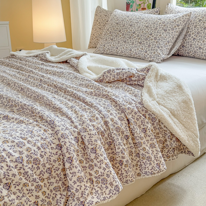 91家纺网 家纺一手货源 找家纺 （总）布柔 2025新款原麻皱皱纱羊羔绒双层毛毯多功能盖毯午睡沙发毯子