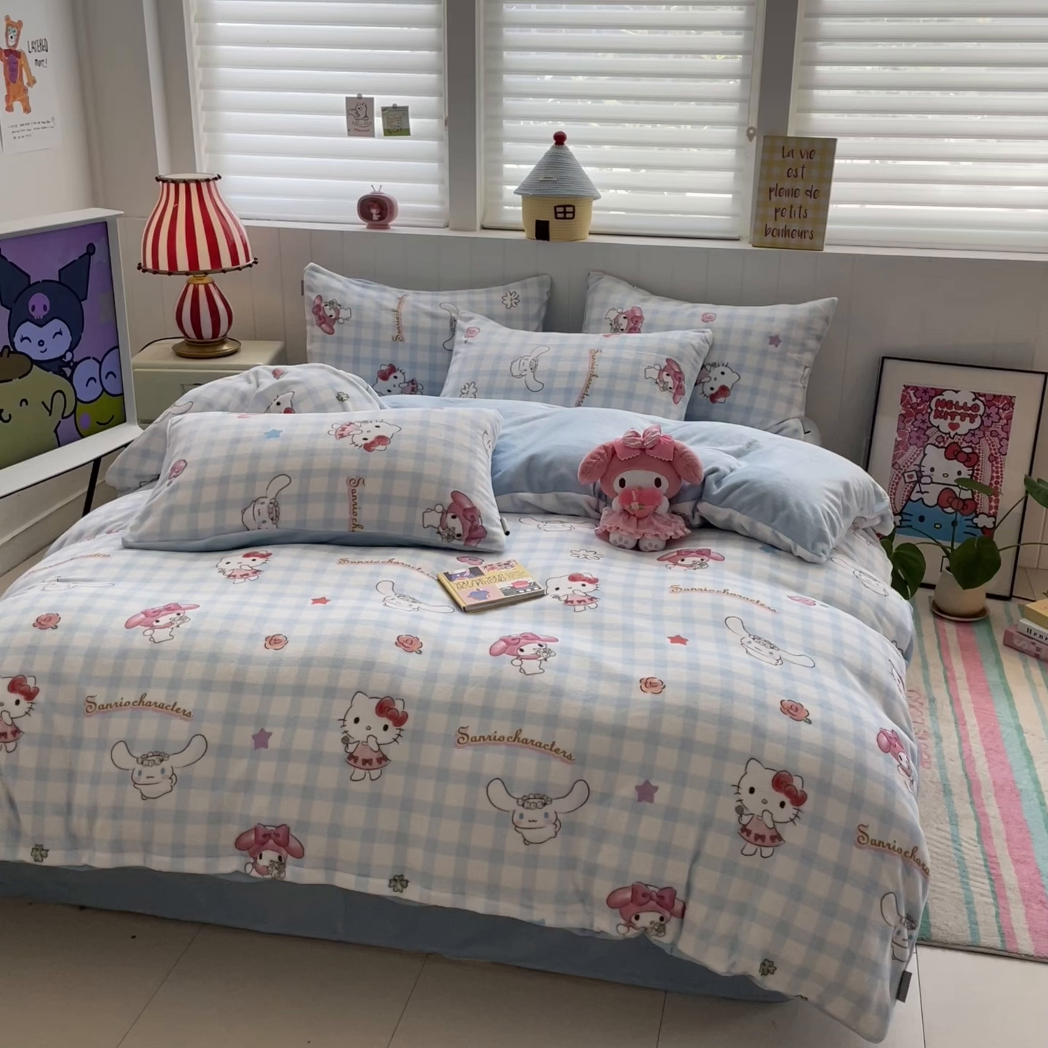 91家纺网 家纺一手货源 找家纺 桃子家居 2025新款A类正版三丽鸥授权卡通加厚高克重牛奶绒系列四件套 绒三丽鸥-少女梦