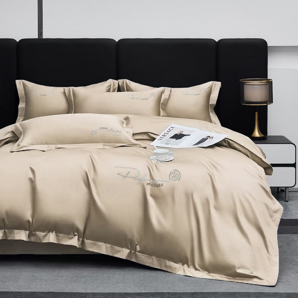 91家纺网 家纺一手货源 找家纺 玖玖爱家纺 2025新款100支新疆长绒棉四件套-巴黎之夜 巴黎之夜-米棕