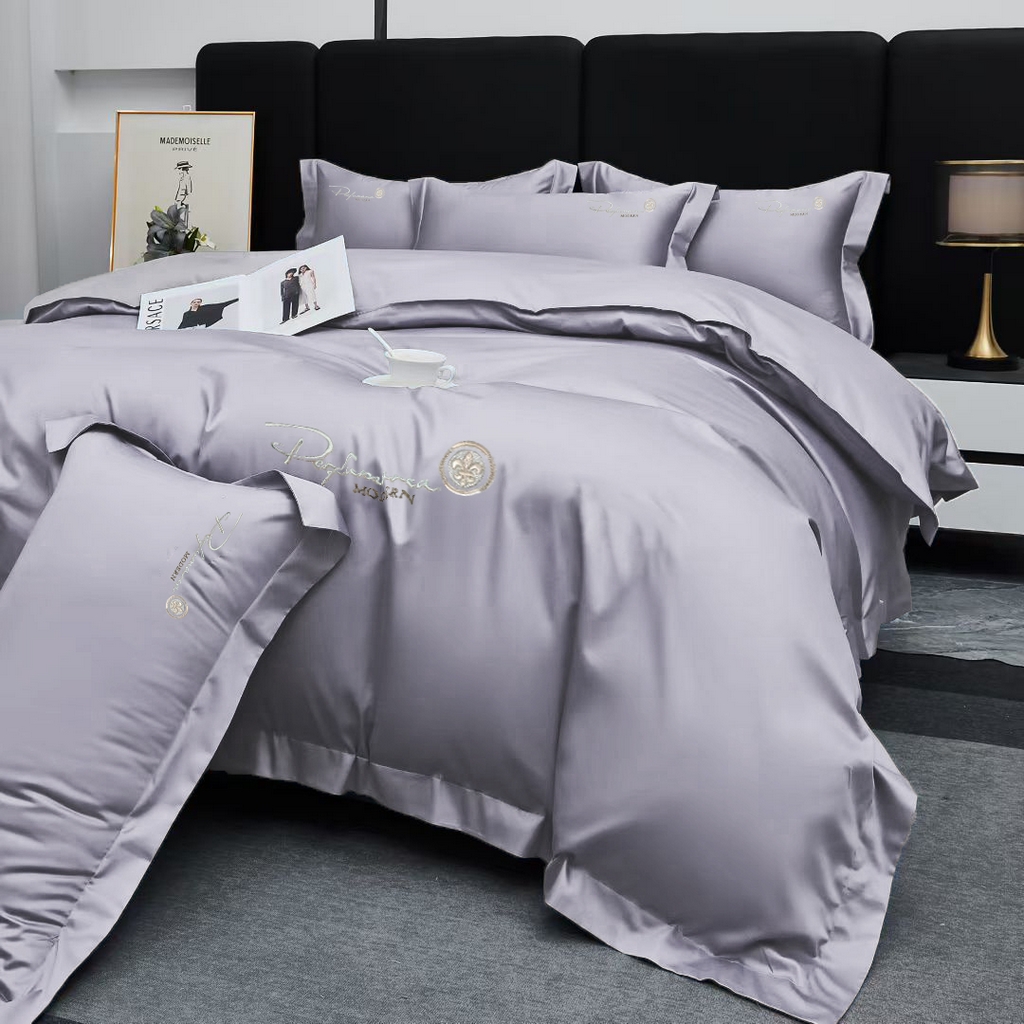 91家纺网 家纺一手货源 找家纺 玖玖爱家纺 2025新款100支新疆长绒棉四件套-巴黎之夜 巴黎之夜-灰紫