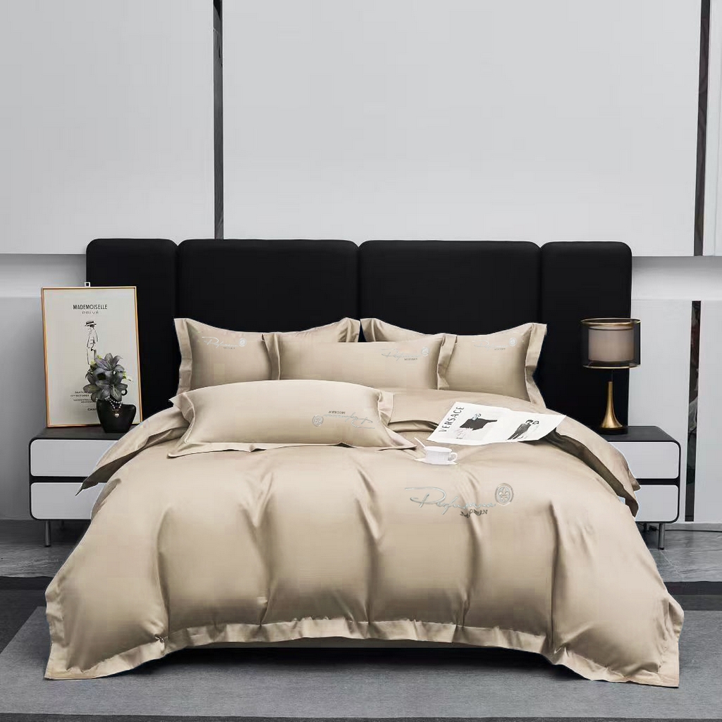 91家纺网 家纺一手货源 找家纺 玖玖爱家纺 2025新款100支新疆长绒棉四件套-巴黎之夜 巴黎之夜-米棕