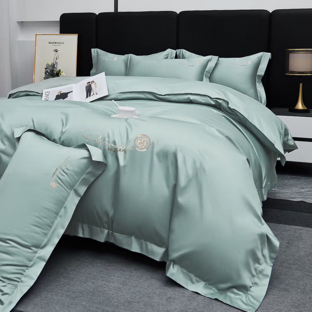 91家纺网 家纺一手货源 找家纺 玖玖爱家纺 2025新款100支新疆长绒棉四件套-巴黎之夜 巴黎之夜-水蓝