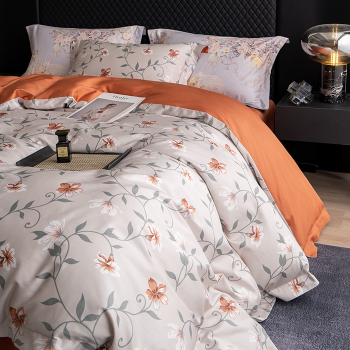 91家纺网 家纺一手货源 找家纺 观月轩家纺 2025新款60支长绒棉纯棉数码印花四件套 蔓丽