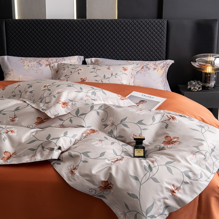 91家纺网 家纺一手货源 找家纺 观月轩家纺 2025新款60支长绒棉纯棉数码印花四件套 蔓丽