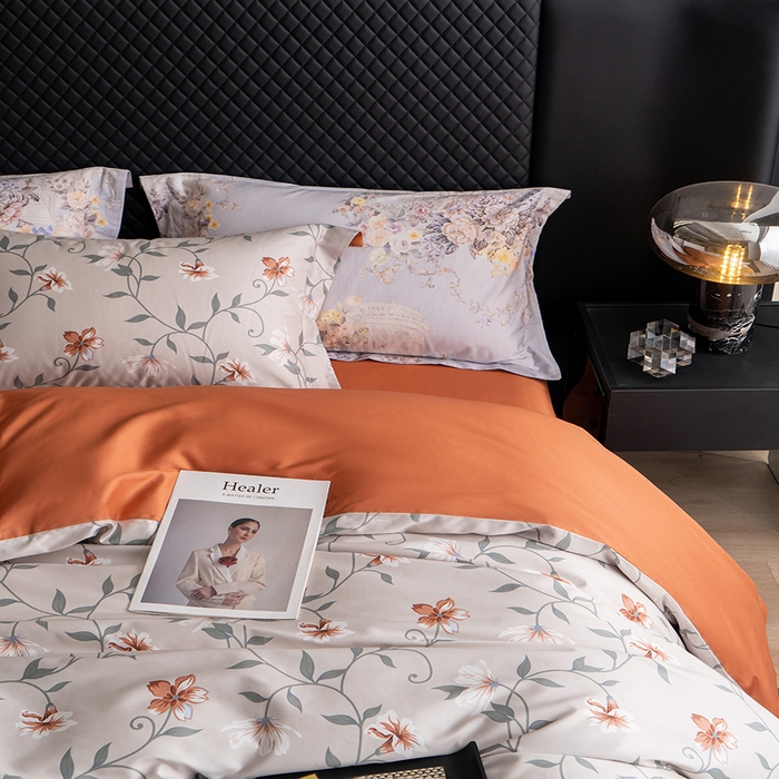 91家纺网 家纺一手货源 找家纺 观月轩家纺 2025新款60支长绒棉纯棉数码印花四件套 蔓丽