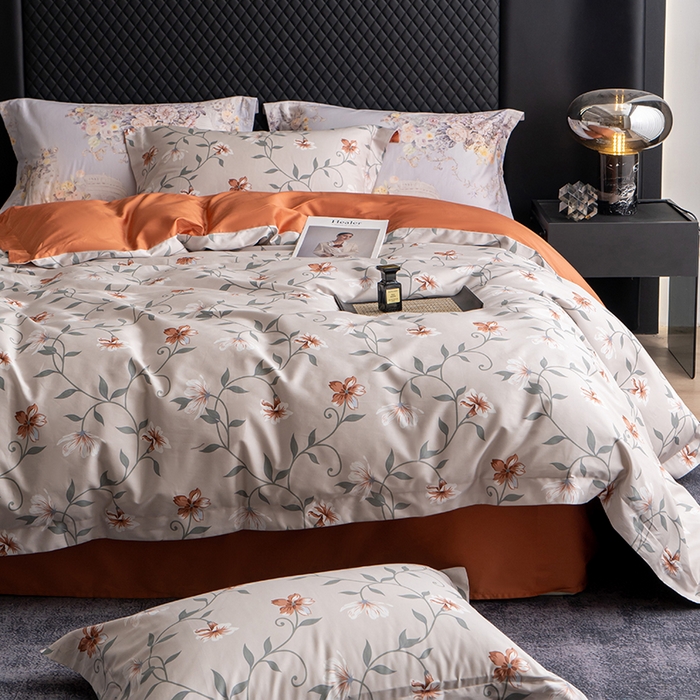 91家纺网 家纺一手货源 找家纺 观月轩家纺 2025新款60支长绒棉纯棉数码印花四件套 蔓丽