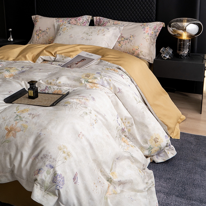 91家纺网 家纺一手货源 找家纺 观月轩家纺 2025新款60支长绒棉纯棉数码印花四件套 蝶舞