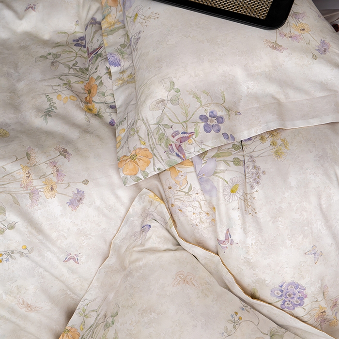 91家纺网 家纺一手货源 找家纺 观月轩家纺 2025新款60支长绒棉纯棉数码印花四件套 蝶舞