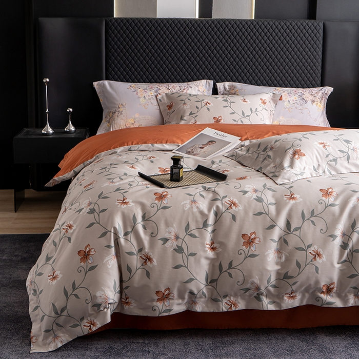 91家纺网 家纺一手货源 找家纺 观月轩家纺 2025新款60支长绒棉纯棉数码印花四件套 蔓丽