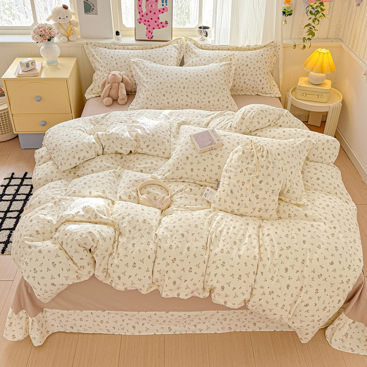 91家纺网 家纺一手货源 找家纺 （总）梦莱斯 2025新款韩国小布袋古法云感棉四件套