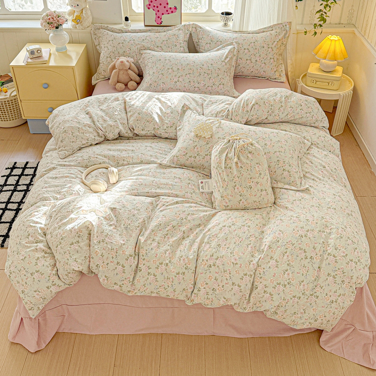 91家纺网 家纺一手货源 找家纺 （总）梦莱斯 2025新款韩国小布袋古法云感棉四件套