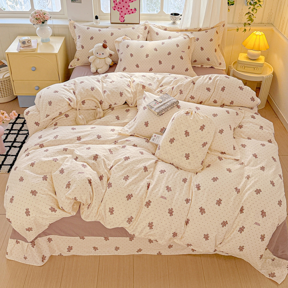 91家纺网 家纺一手货源 找家纺 （总）梦莱斯 2025新款韩国小布袋古法云感棉四件套